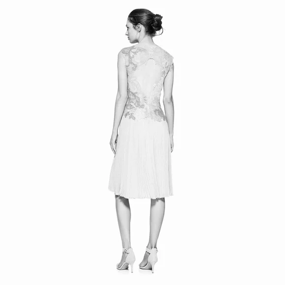Tadashi Shoji Ines Lace Sheer Floral Open Backless Rose Silk Dress